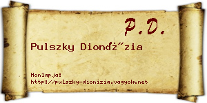 Pulszky Dionízia névjegykártya